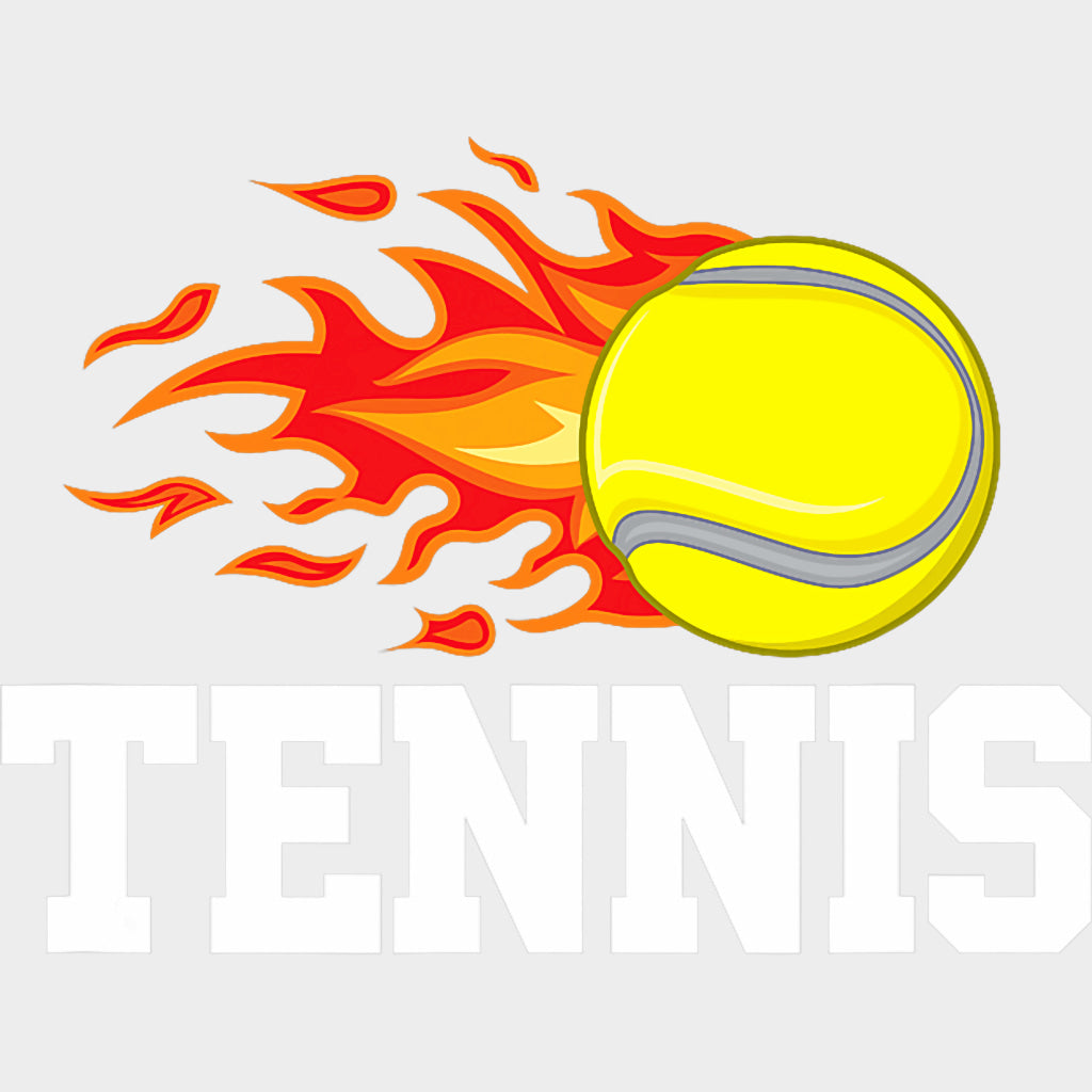 Tennis Ball On Flames - Tennis DTF Transfers Adult Unisex - S & M (10’’) / Light Color Design (See Imaging)