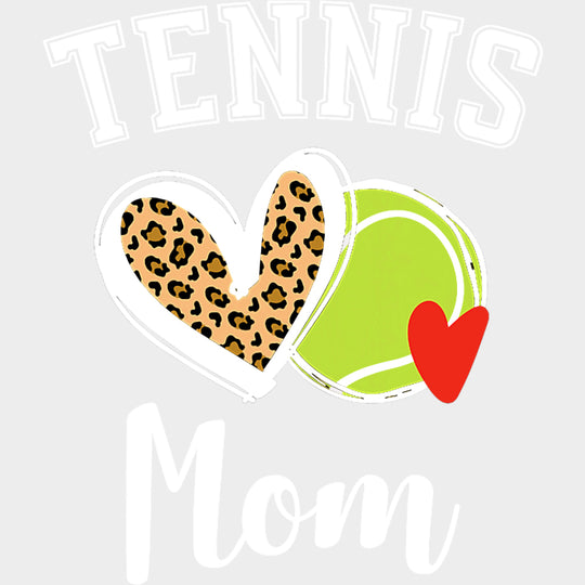 Tennis Mom Leopard Print Heart - Tennis DTF Transfers Adult Unisex - S & M (10’’) / Light Color Design (See Imaging)