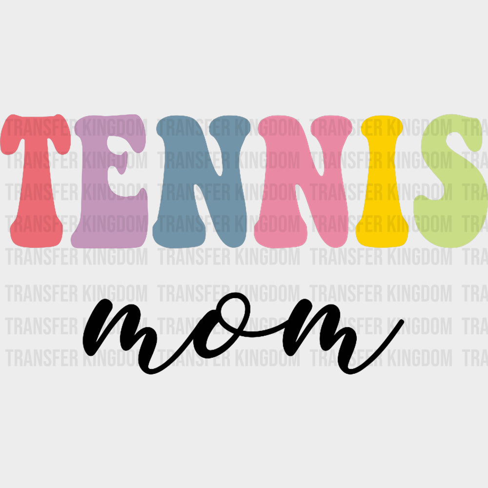 Tennis Mom Retro Colorful - Tennis DTF Transfers Adult Unisex - S & M (10’’) / Dark Color Design (See Imaging)