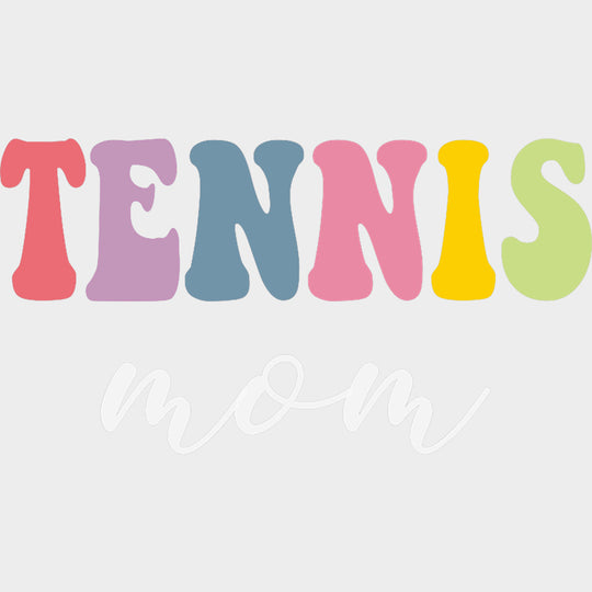 Tennis Mom Retro Colorful - Tennis DTF Transfers Adult Unisex - S & M (10’’) / Light Color Design (See Imaging)