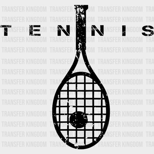 Tennis Racket B&W - Tennis DTF Transfers Adult Unisex - S & M (10’’) / Dark Color Design (See Imaging)