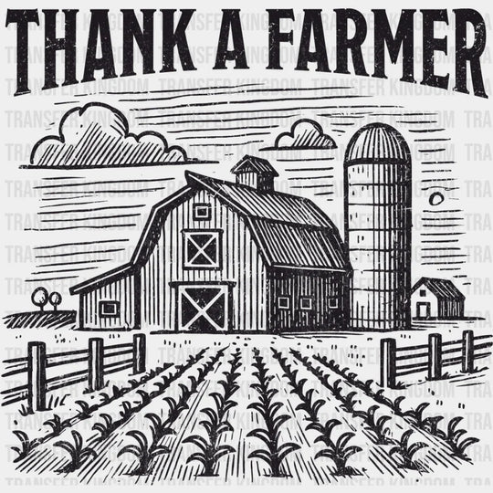 Thank A Farmer Vintage Design - Dtf Transfer Unisex S & M (10’’) / Dark Color See Imaging