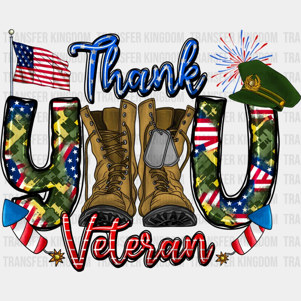 Thank You Veteran Fireworks Design - Army Dtf Transfer Unisex S & M (10’’) / Dark Color See Imaging