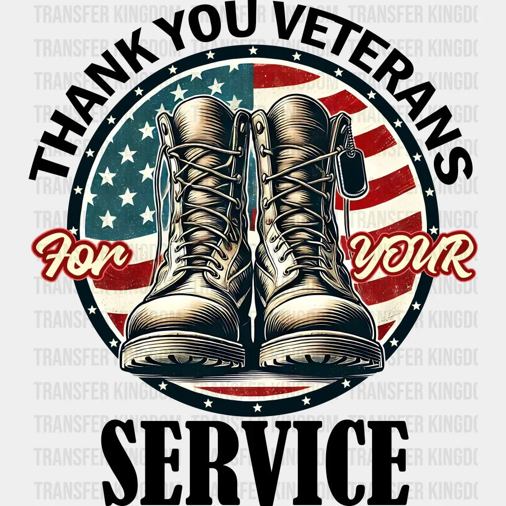Thank You Veterans For Your Service - Army Dtf Transfer Unisex S & M (10’’) / Dark Color Design