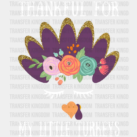 Thankful For My Turkeys Purple - Thanksgiving Dtf Transfer Unisex S & M (10’’) / Light Color