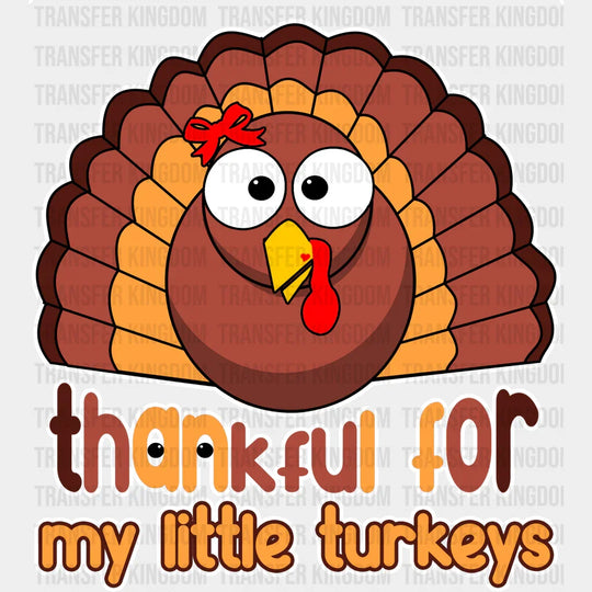 Thankful For My Turkeys Red Ribbon - Thanksgiving Dtf Transfer Unisex S & M (10’’) / Light