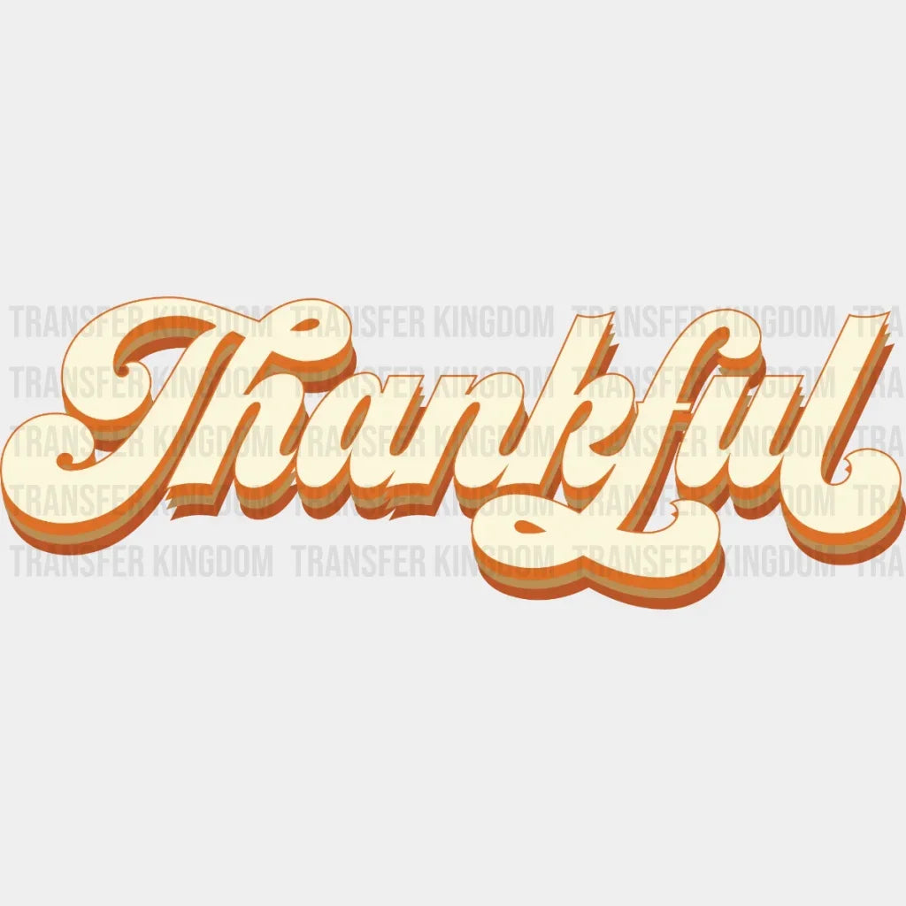 Thankful Retro Lettering Design - Dtf Heat Transfer