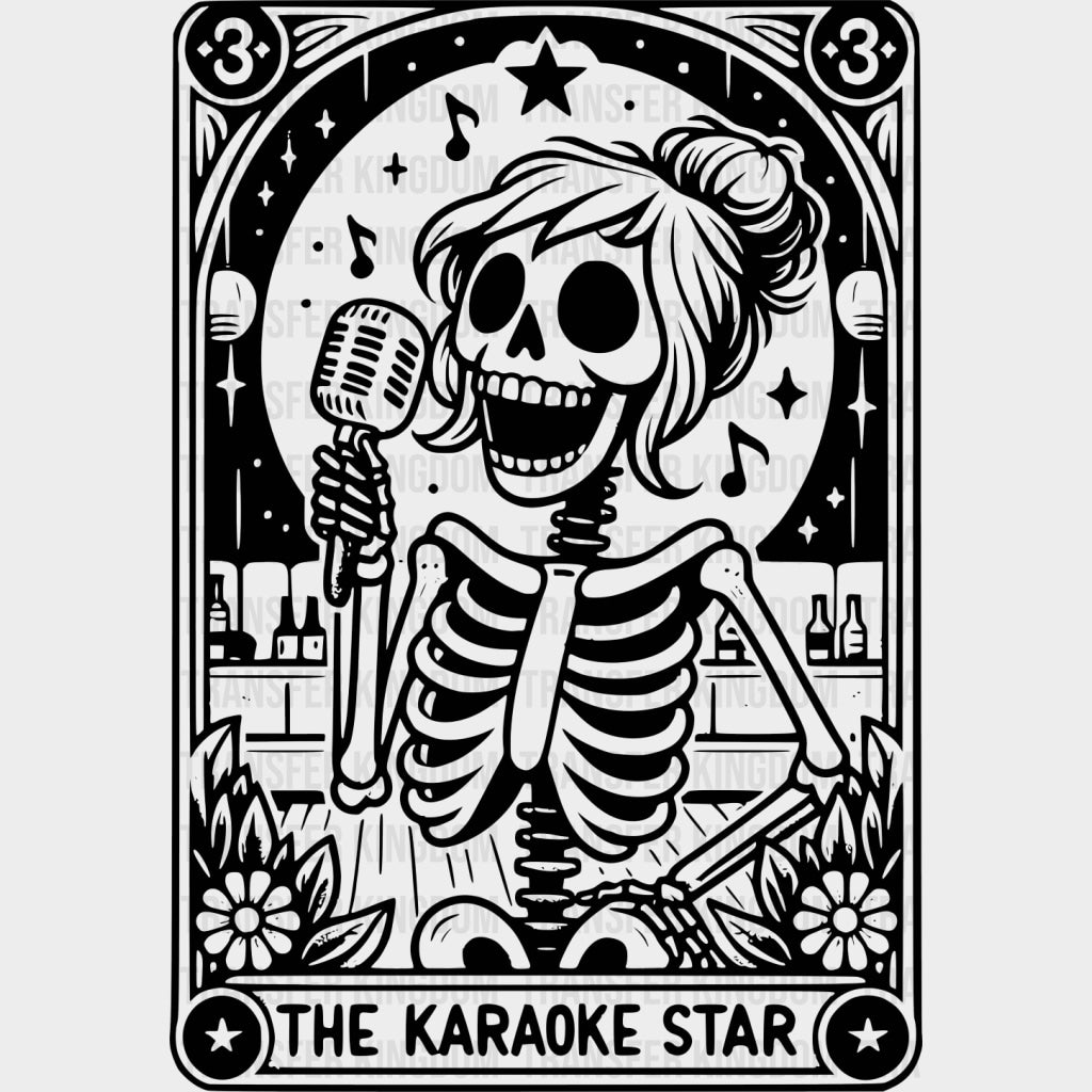The Karaoke Star Tarot Card - Singing DTF Transfers Adult Unisex - S & M (10’’) / Dark Color Design (See Imaging)