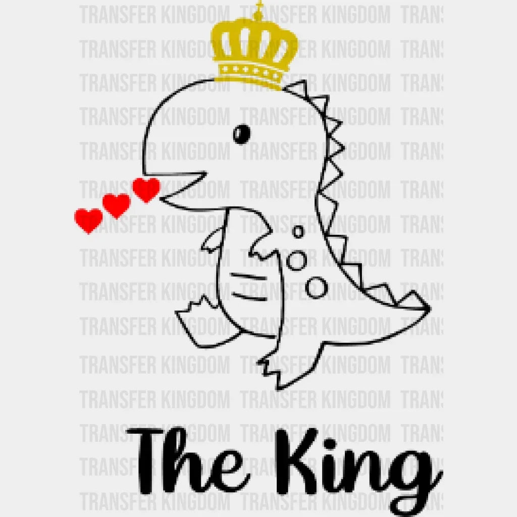 The King Dinosaur - Matching Couple Design Dtf Heat Transfer