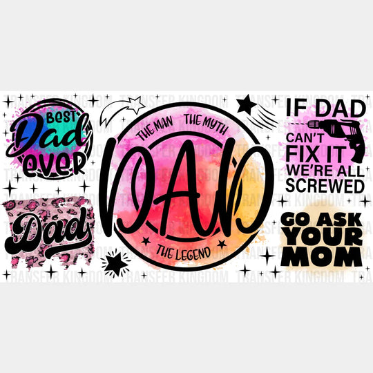 The Man The Myth The Legend - Dad Cup Wrap UV Sticker Permanent UV DTF Decal UVDTF