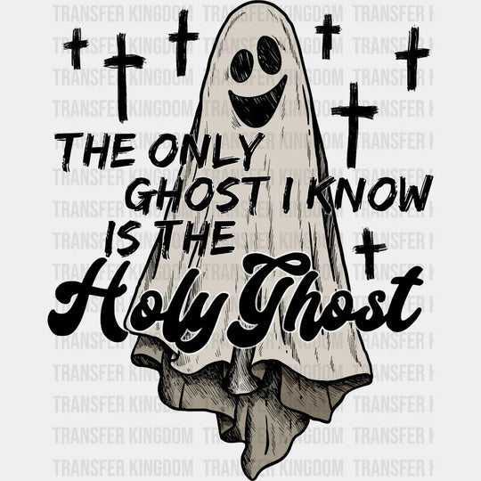 The Only Ghost I Know Is The Holy Ghost Halloween DTF Transfer Adult Unisex S & M (10’’) / Dark Color Design (See