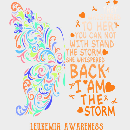 They Whispered To Her Butterfly Design - Leukemia DTF Transfers Adult Unisex - S & M (10’’) / Light Color Design (See