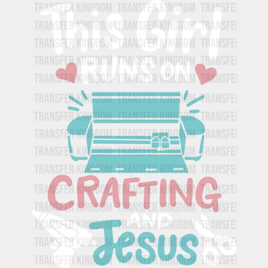 This Girl Runs On - Crafting Dtf Heat Transfer Unisex S & M (10’’) / Light Color Design See Imaging