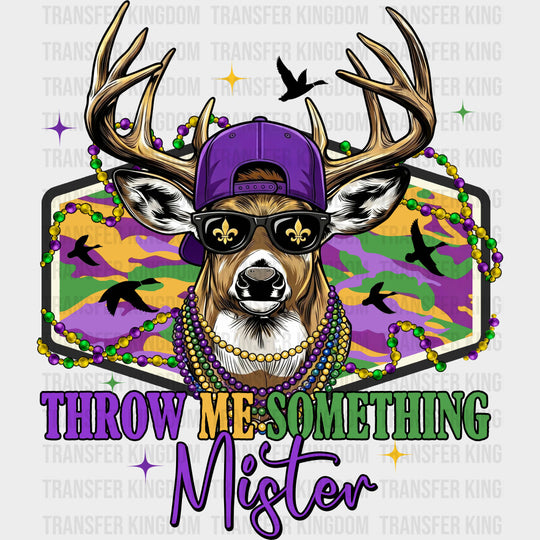 Throw Me Something Mister Deer - Mardi Gras DTF Transfers Adult Unisex - S & M (10’’) / Dark Color Design (See Imaging)
