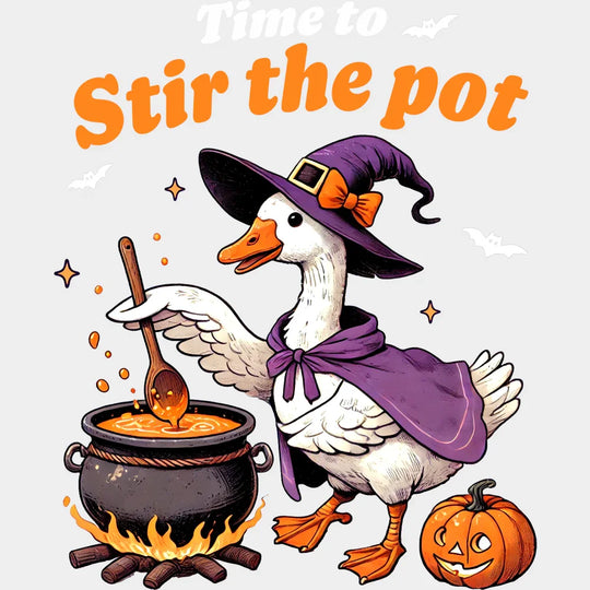Time To Stir The Pot B&W Halloween DTF Transfer Adult Unisex S & M (10’’) / Light Color Design (See Imaging)