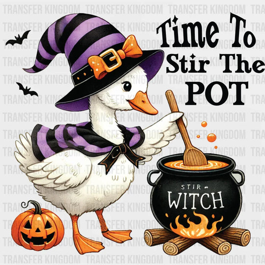 Time To Stir The Pot Cute Goose Halloween DTF Transfer Adult Unisex S & M (10’’) / Dark Color Design (See Imaging)