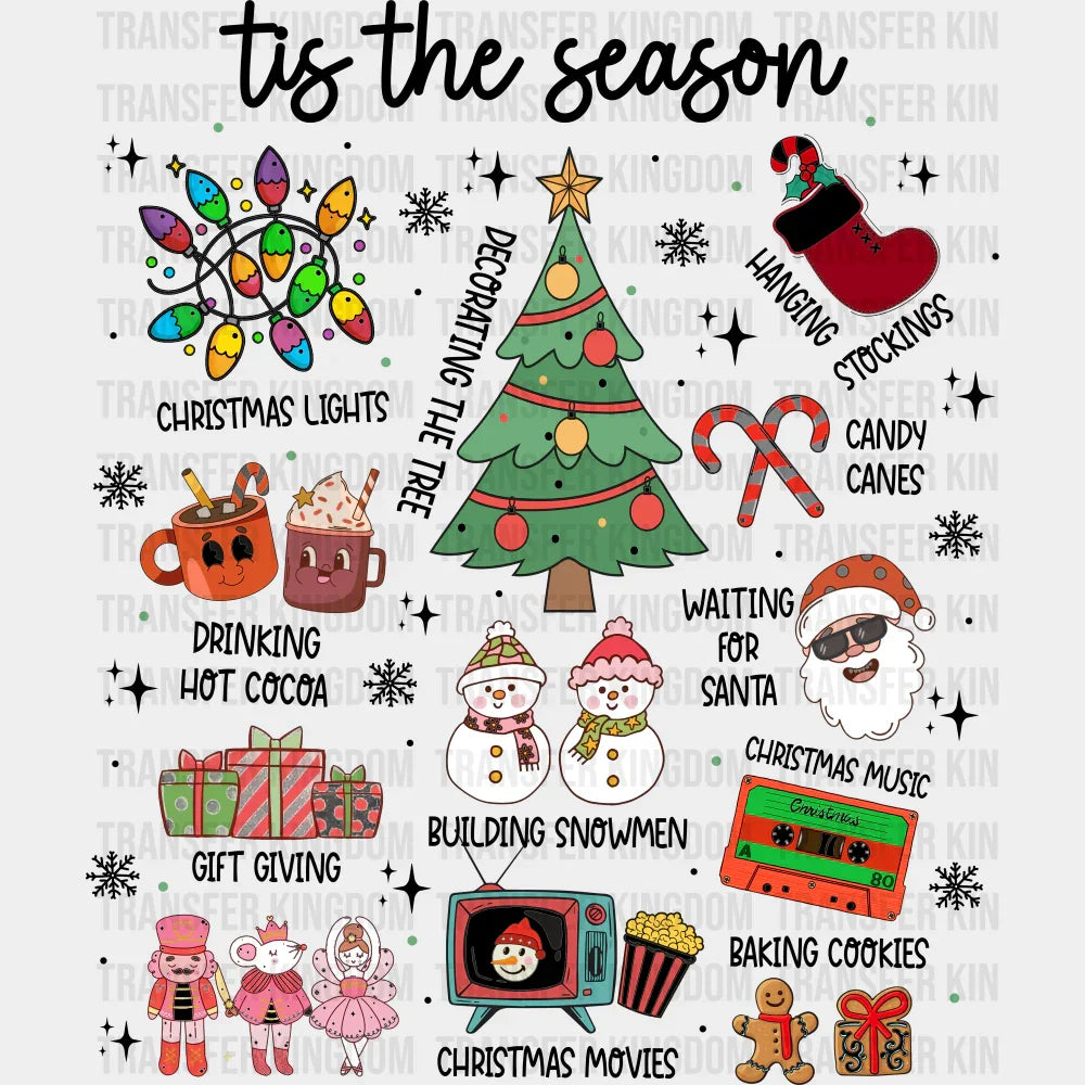 Tis The Season For... - Christmas DTF Transfer Adult Unisex - S & M (10’’) / Dark Color Design (See Imaging)