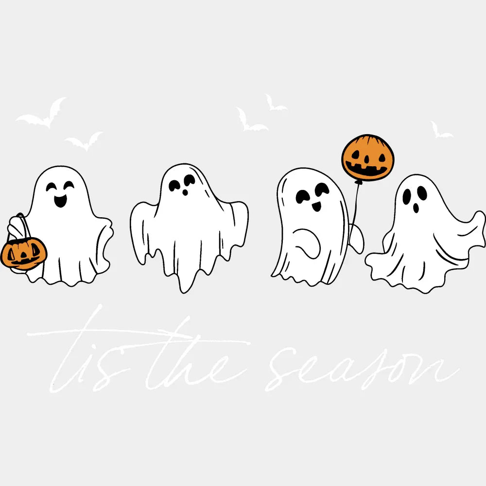 Tis The Season Ghosts - Halloween DTF Transfer Adult Unisex - S & M (10’’) / Light Color Design (See Imaging)