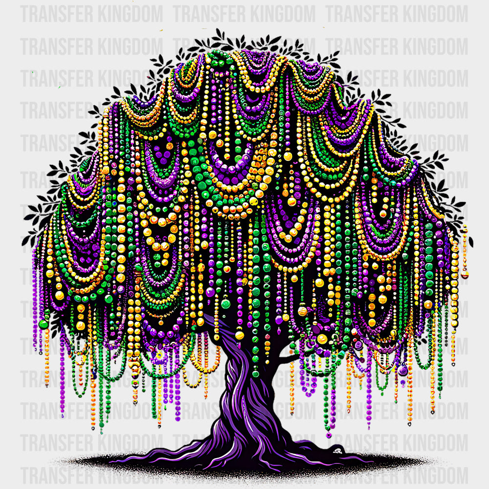 Tree With Beads - Mardi Gras DTF Transfers Adult Unisex - S & M (10’’) / Dark Color Design (See Imaging)