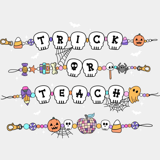 Trick Or Teach - Halloween DTF Transfer Adult Unisex - S & M (10’’) / Light Color Design (See Imaging)