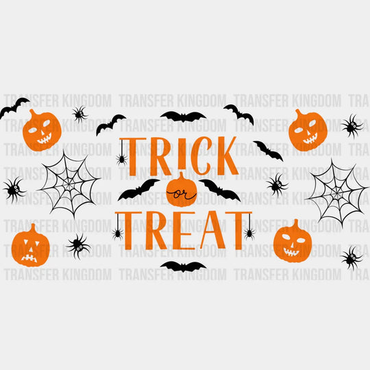 Trick Or Treat Orange Design - Halloween Cup Wrap Uv Sticker Permanent Dtf Decal