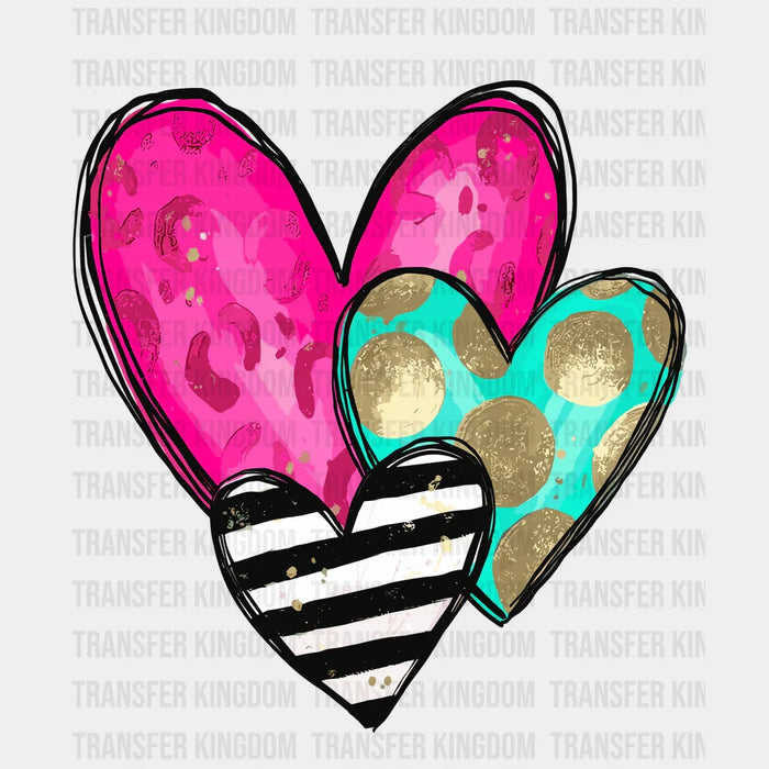 Triplet Hearts Valentine's Day Design - DTF heat transfer