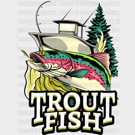 Trout Fish - Fishing DTF Transfers Adult Unisex - S & M (10’’) / Dark Color Design (See Imaging)