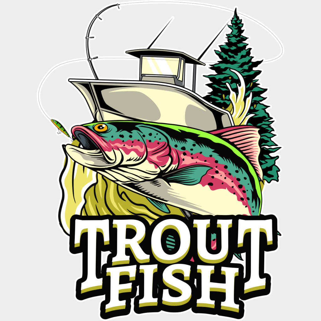 Trout Fish - Fishing DTF Transfers Adult Unisex - S & M (10’’) / Light Color Design (See Imaging)