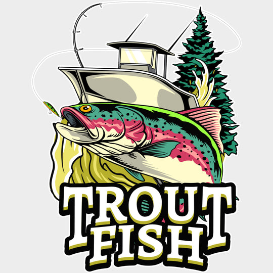 Trout Fish - Fishing DTF Transfers Adult Unisex - S & M (10’’) / Light Color Design (See Imaging)