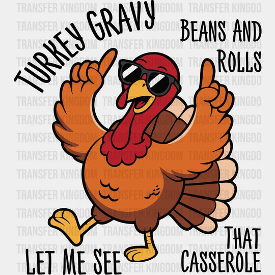 Turkey Gravy Beans And Rolls - Thanksgiving DTF Transfer Adult – S & M (10’’) / Dark Color Design (See Imaging)