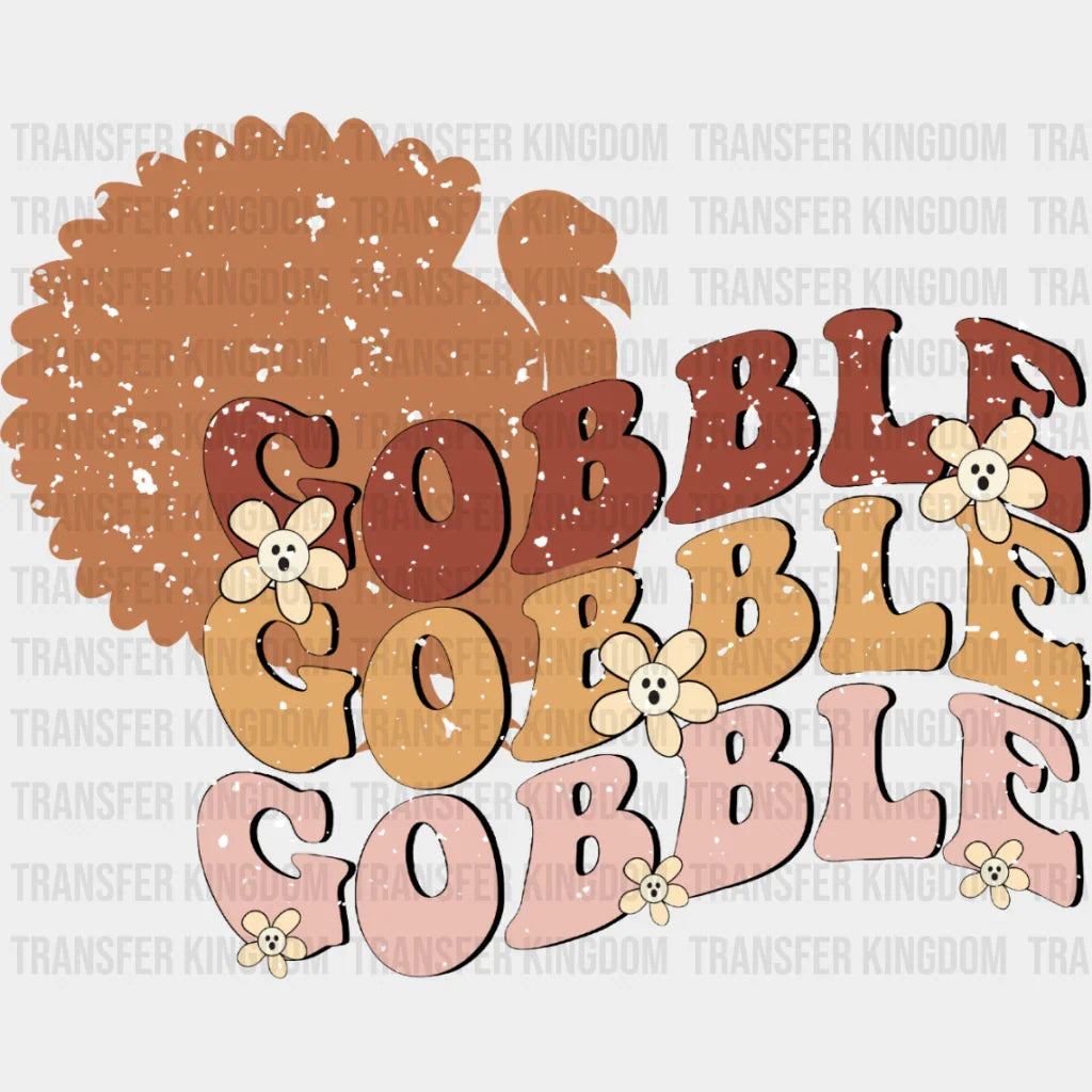 Turkey Silhouette Gobble Design - Thanksgiving Dtf Heat Transfer