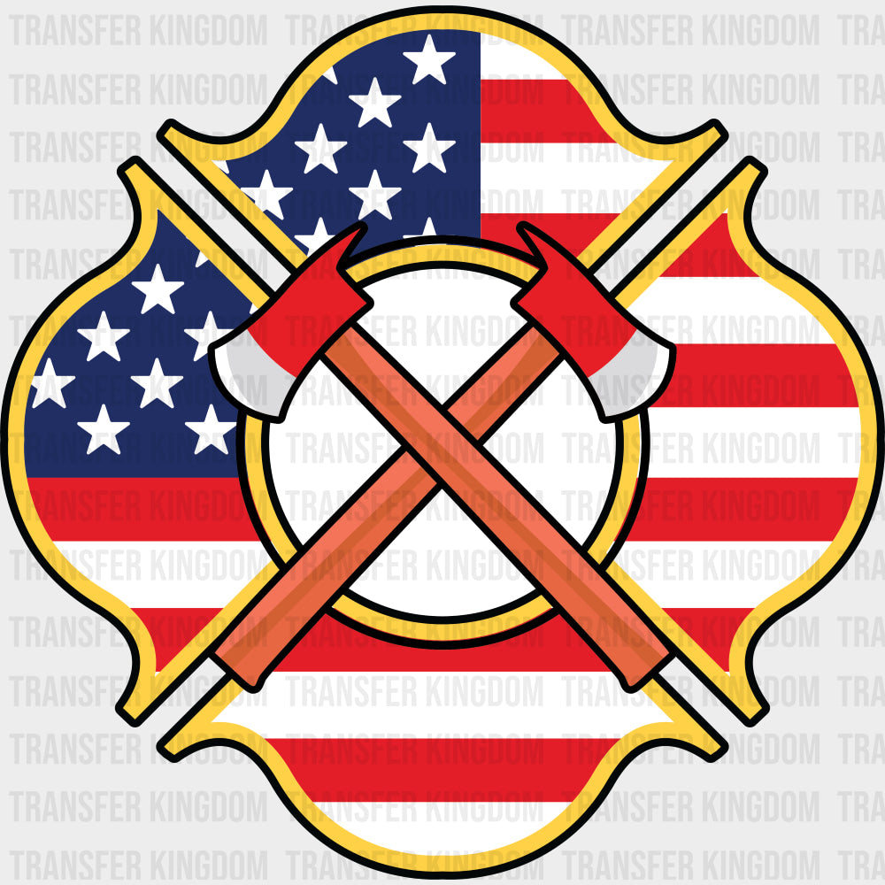 Two Axes US Flag Design - Fire Department DTF Transfers