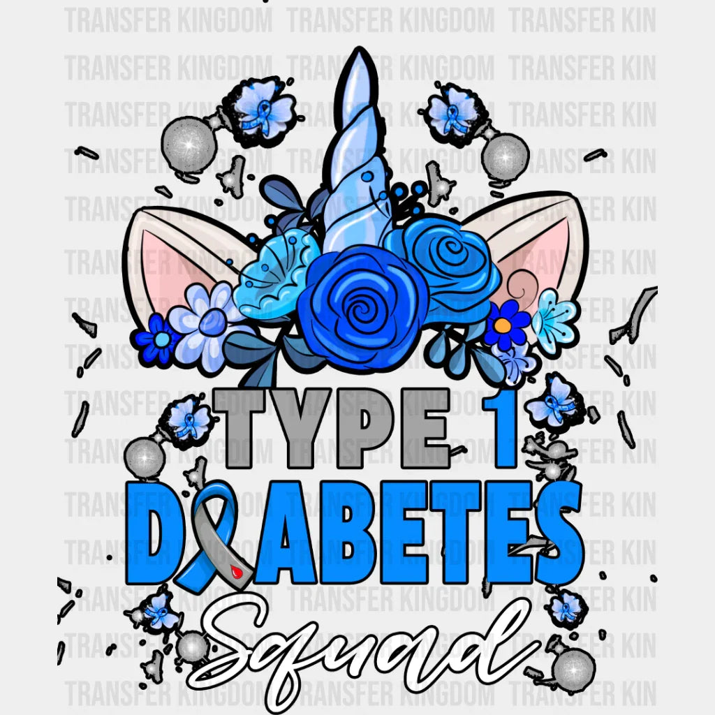 Type 1 Diabetes Squad - Dtf Heat Transfer Unisex S & M (10’’) / Dark Color Design See Imaging