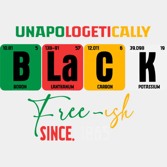 Unapologetically Black Freeish Since 1865 - Juneteenth DTF Transfer Adult Unisex - S & M (10’’) / Light Color Design