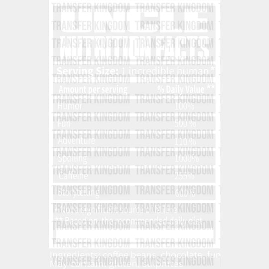 Uncle Nutrition Facts - Dtf Heat Transfer Unisex S & M (10’’) / Light Color Design See Imaging
