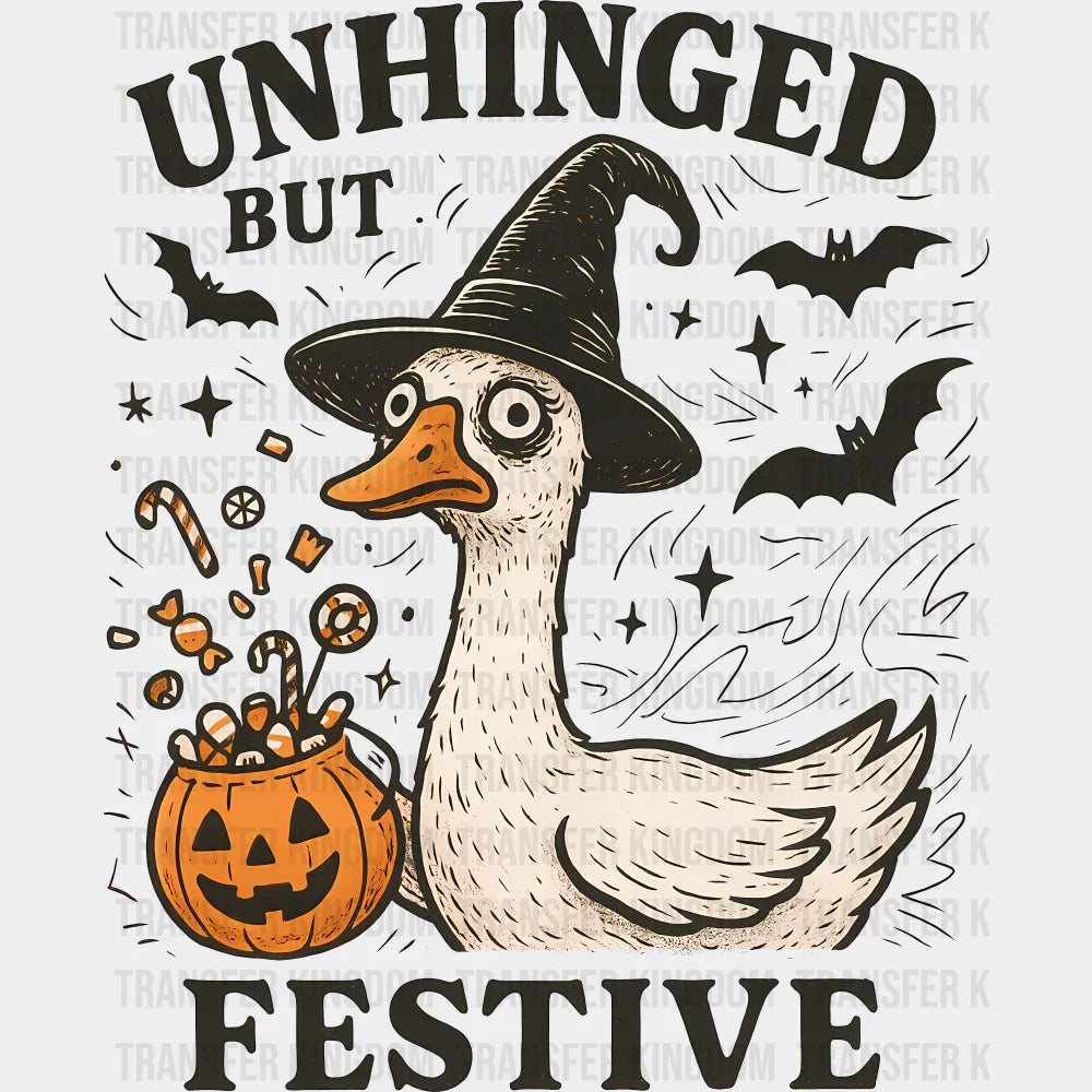 Unhinged But Festive Halloween DTF Transfer Adult Unisex S & M (10’’) / Dark Color Design (See Imaging)