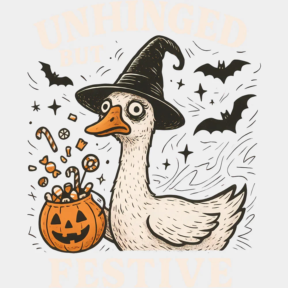 Unhinged But Festive Halloween DTF Transfer Adult Unisex S & M (10’’) / Light Color Design (See Imaging)
