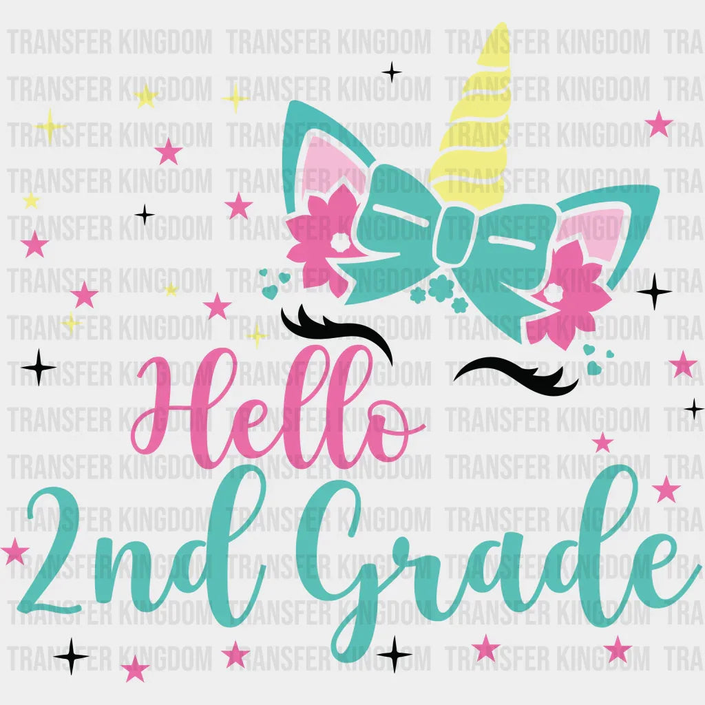 Unicorn Hello 2nd Grade - Back To School DTF Transfer - Transfer Kingdom