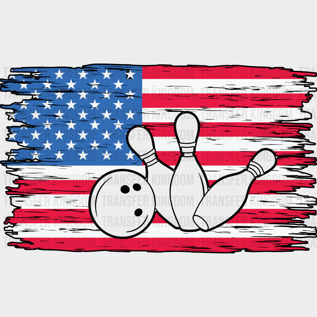 US Flag - Bowling DTF Transfers Adult Unisex - S & M (10’’) / Dark Color Design (See Imaging)