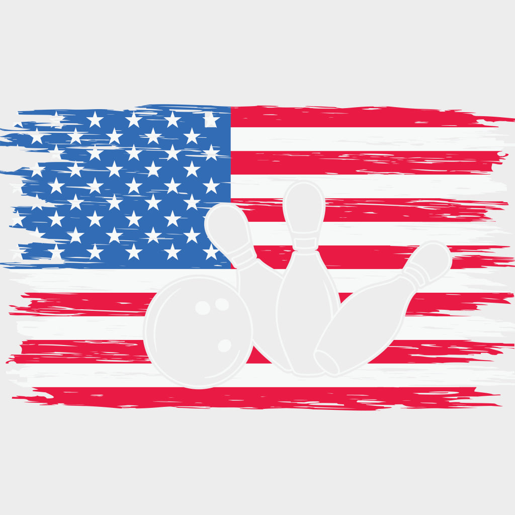 US Flag - Bowling DTF Transfers Adult Unisex - S & M (10’’) / Light Color Design (See Imaging)