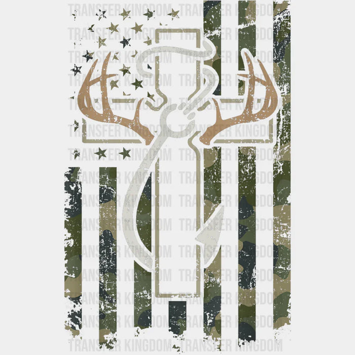 US Flag, Cross, Deer Antler, Fish Hook - Outdoor DTF Transfer
