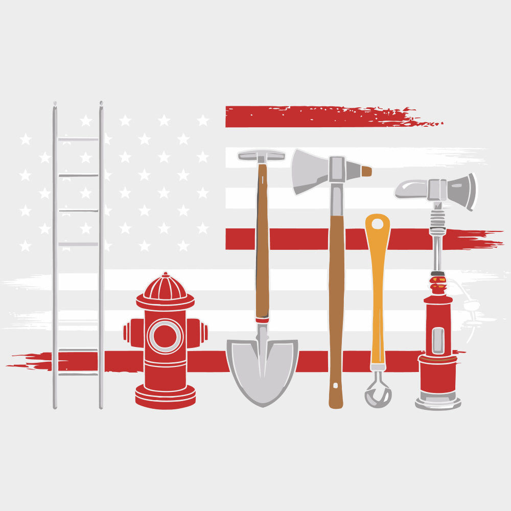 US Flag & Firefighter Items - Fire Department DTF Transfers Adult Unisex - S & M (10’’) / Light Color Design (See