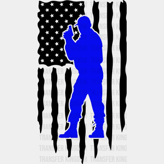 Us Flag Police Silhouette - Dtf Heat Transfer Unisex S & M (10’’) / Dark Color Design See Imaging