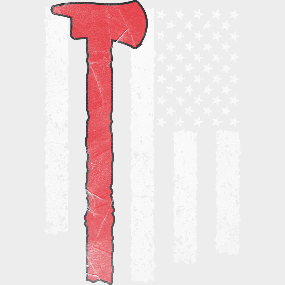 US Flag Red Axe - Fire Department DTF Transfers Adult Unisex - S & M (10’’) / Light Color Design (See Imaging)