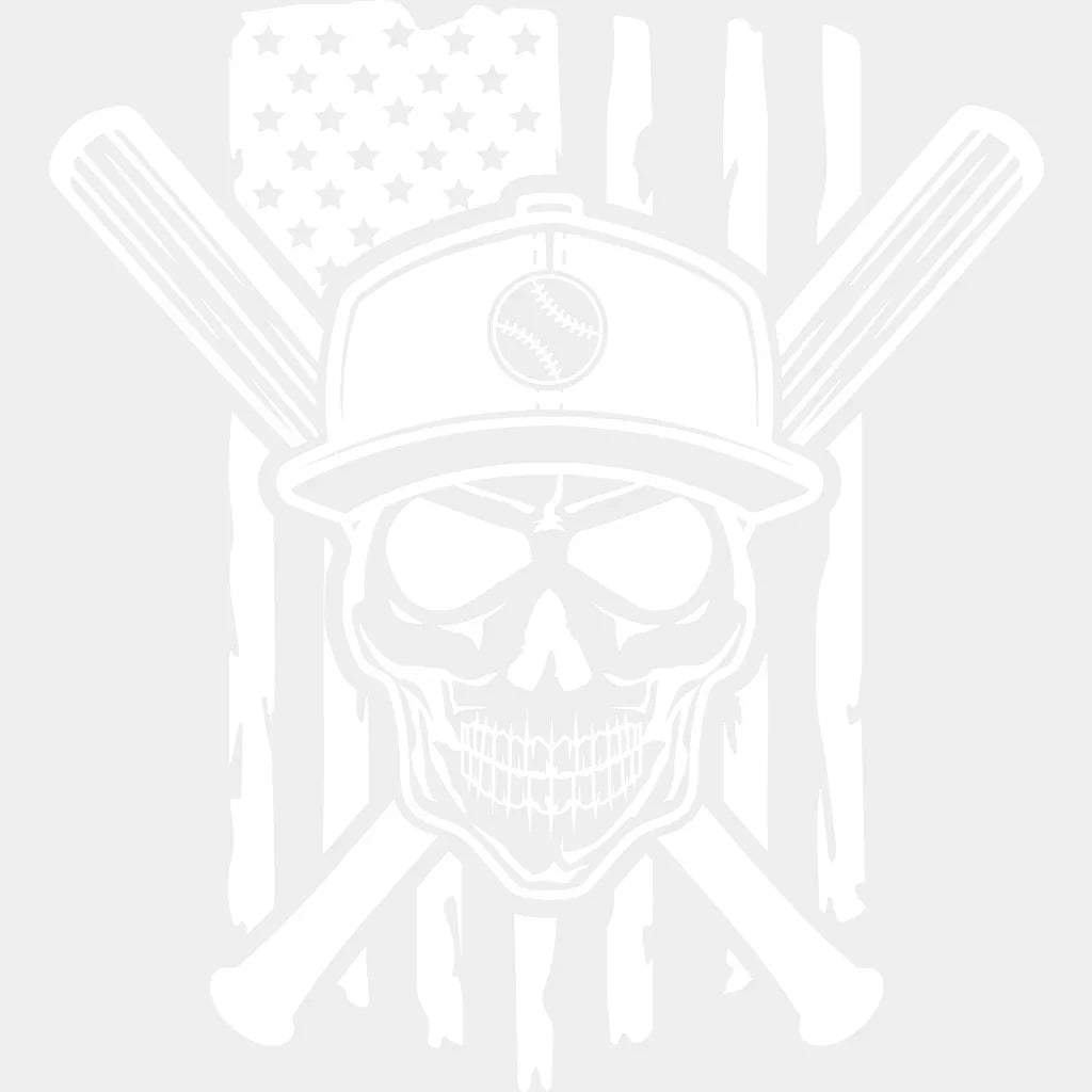 Us Flag Skull Design - Baseball Dtf Heat Transfer Unisex S & M (10’’) / Light Color (See Imaging)