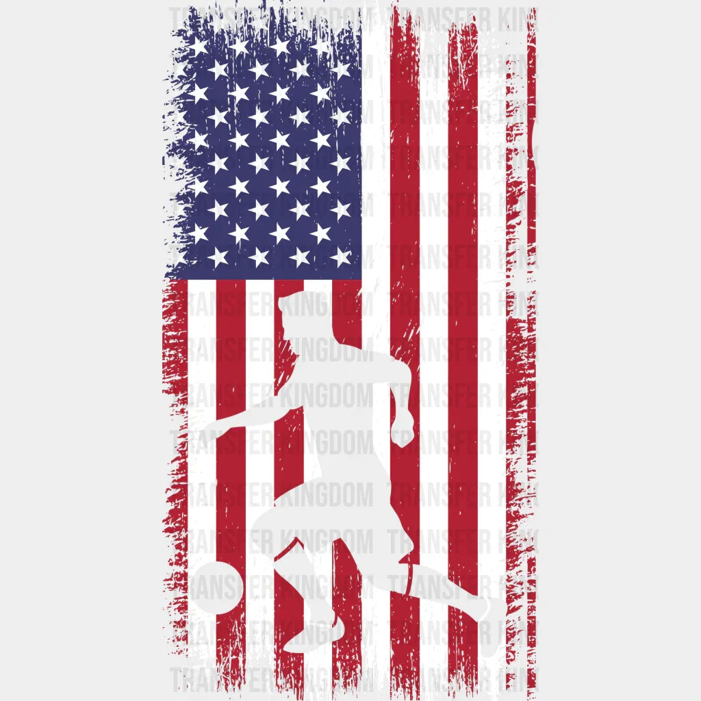 Us Flag Soccer Player Silhouette Design - Dtf Heat Transfer