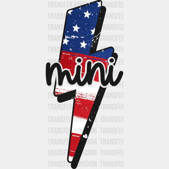 US Lightning Bolt Mini B&W - 4th Of July DTF Transfer Adult Unisex - S & M (10’’) / Dark Color Design (See Imaging)