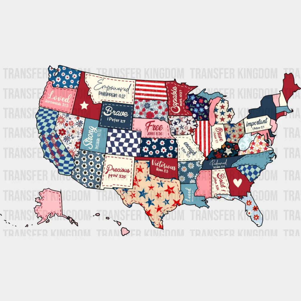 US Map Bible Quotes - 4th Of July DTF Transfer