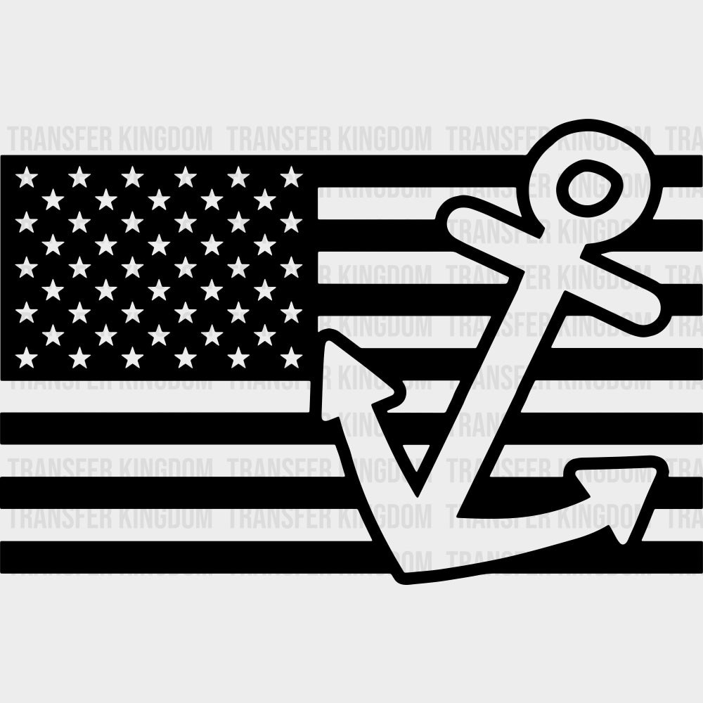 USA Flag & Anchor - Boating DTF Transfers transfer-kingdom Dark Color Design (See Imaging)