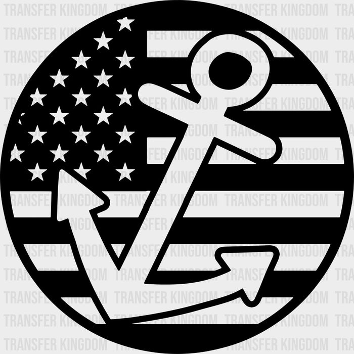 USA Flag & Anchor Circular Design - Boating DTF Transfers